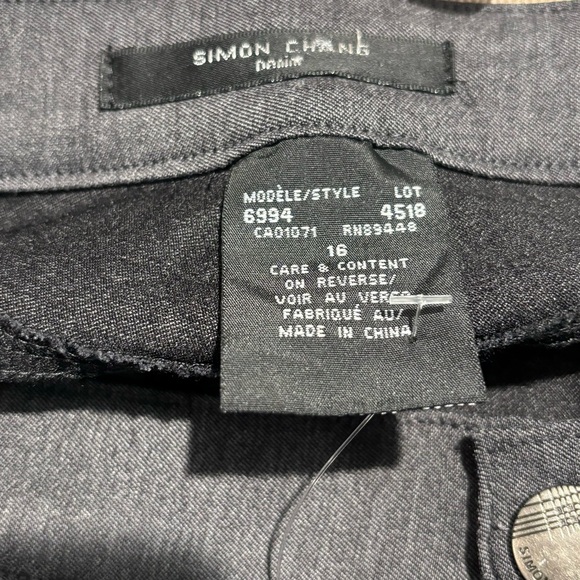 SIMON CHANG Sz 16 Stretchy Type Grey Straight Leg High Rise Trouser Pants NEW - Picture 8 of 10